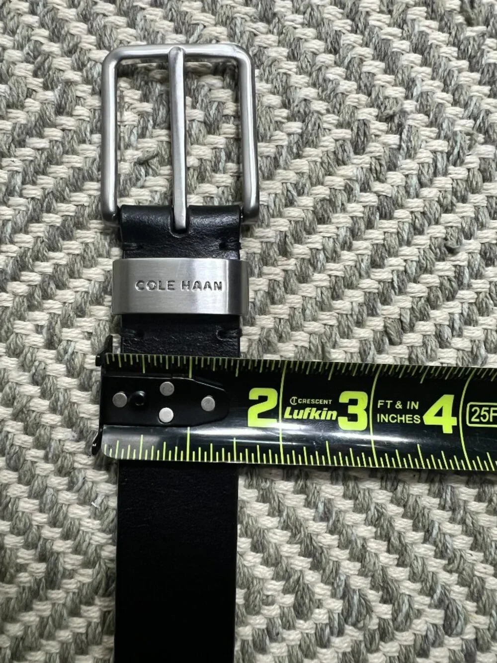 Cole Haan‎ Men's Black Genuine Leather Belt 40/100 Silver Keeper Buckle Dress